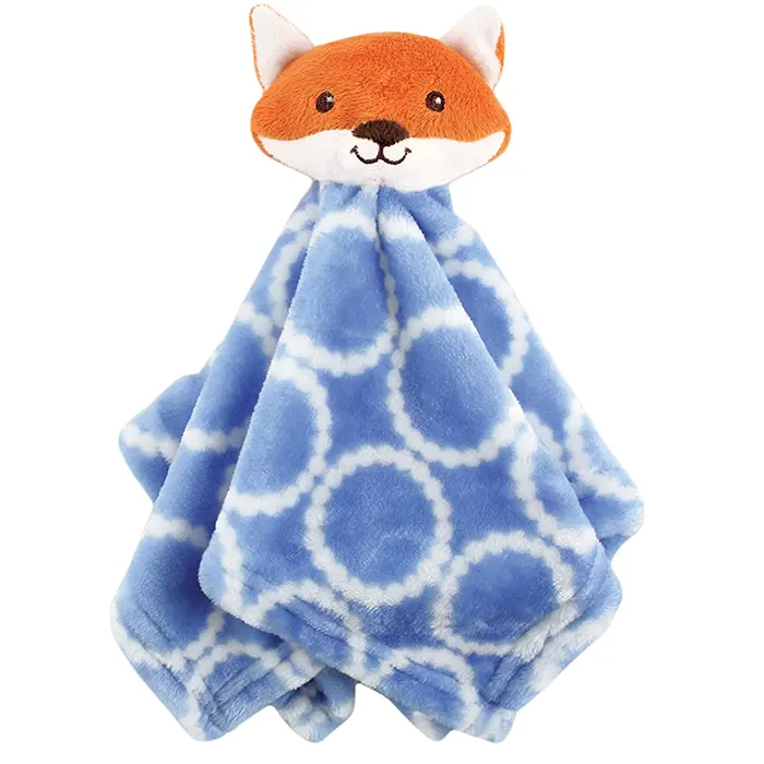 Hudson Baby Unisex Baby Animal Face Security Blanket, Blue Fox, One Size