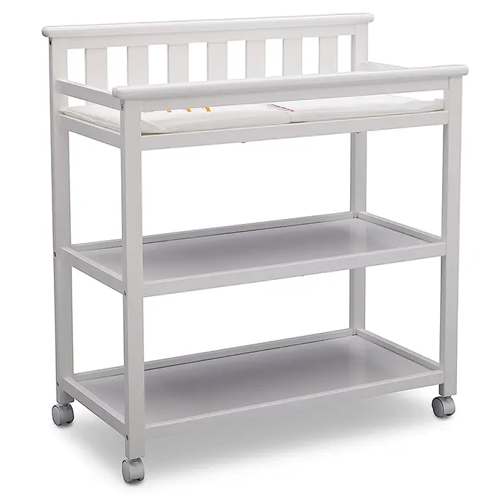 Delta Children Flat Top Changing Table with Wheels and Changing Pad