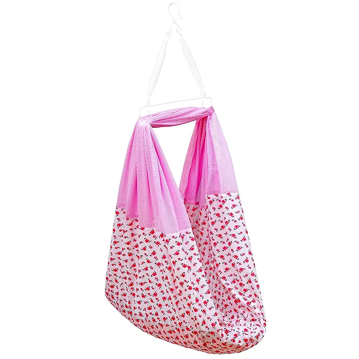 Little Chime New Born Baby Ventilated CradleJhula-Hanging Swing-Cradle Cloth