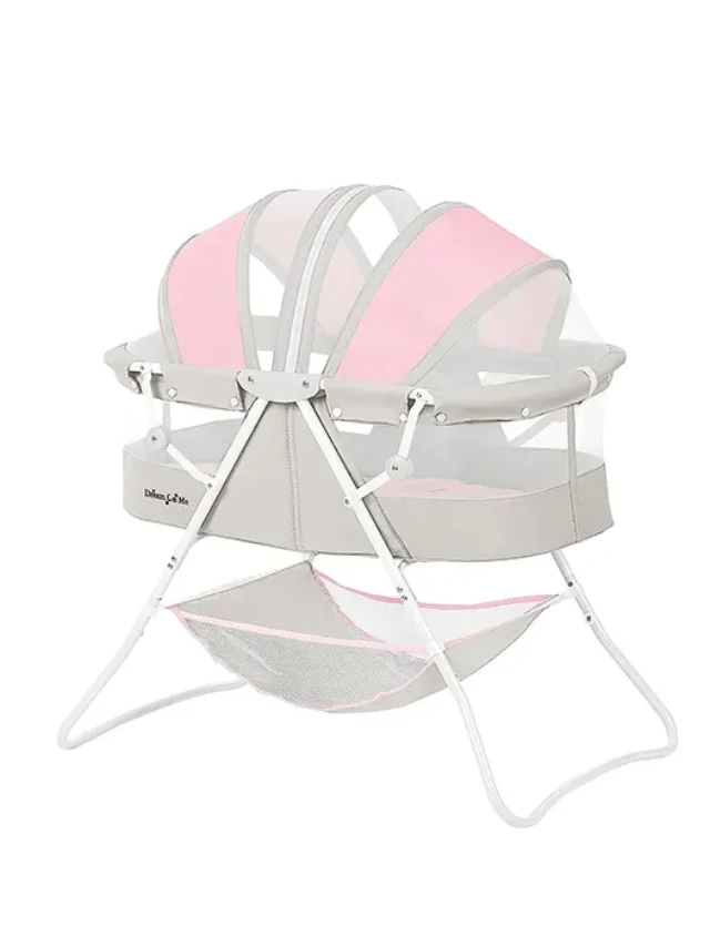 Dream On Me Karley Bassinet in Grey and Pink