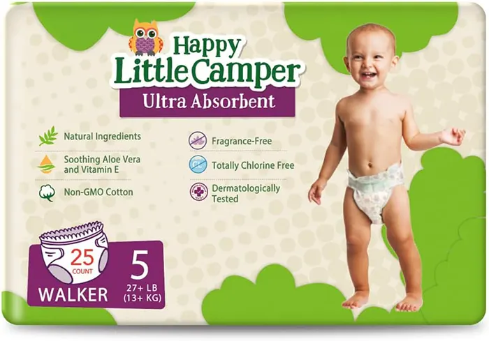 Happy Little Camper Ultra-Absorbent Hypoallergenic Natural Disposable Baby Diapers